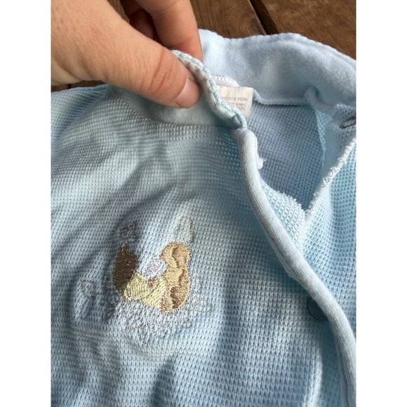Vintage 70s 80s Carter's Baby Size 3-6 & 6-9 Months Footed Sleeper Pajamas Blue - Picture 4 of 8